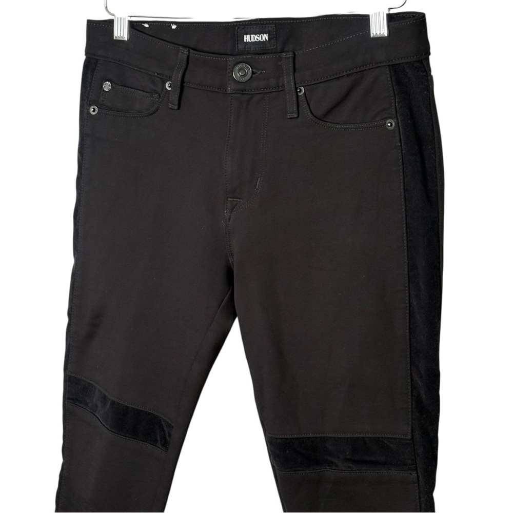 Hudson Amory Super Skinny Black Ankle Jeans Size 27 Velvet Contrast Stripes - Picture 4 of 13